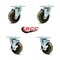 Service Caster 4'' High Temp Phenolic Wheel Swivel Top Plate Caster Set with 2 Brakes, 4PK SCC-20S415-PHRHT-TP2-2-TLB-2 - alternate 6